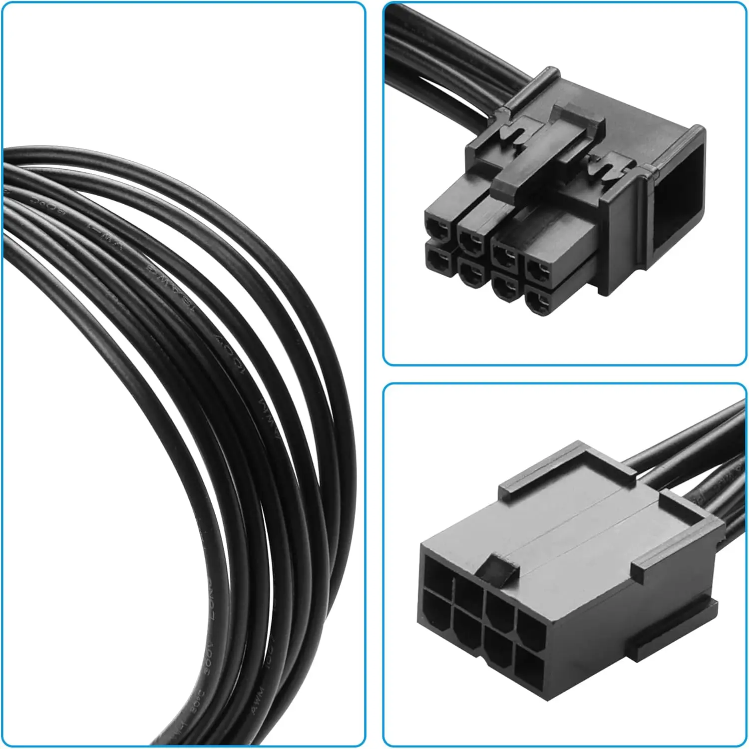 10 Pcs PCIE 8Pin PCI-E Female to Male left bent /right bent extension connector adapter Cable for GPU Video Card   15CM/5.9Inch