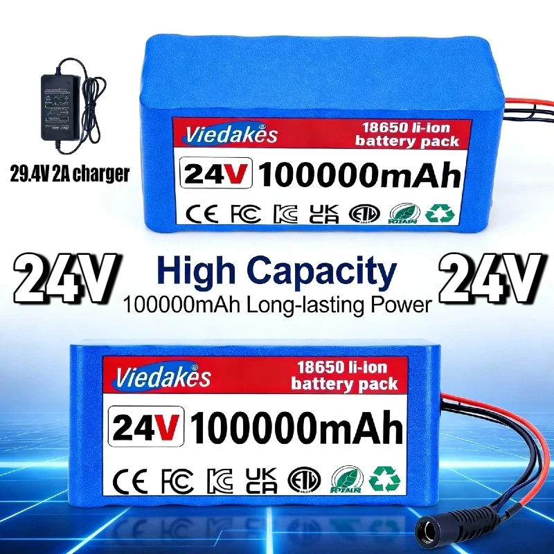 

7S3P 18650 24V 100Ah Lithium Ion Battery Pack Rechargeable Safe for Electric Wheelchair Scooter Home Backup Power with Charger