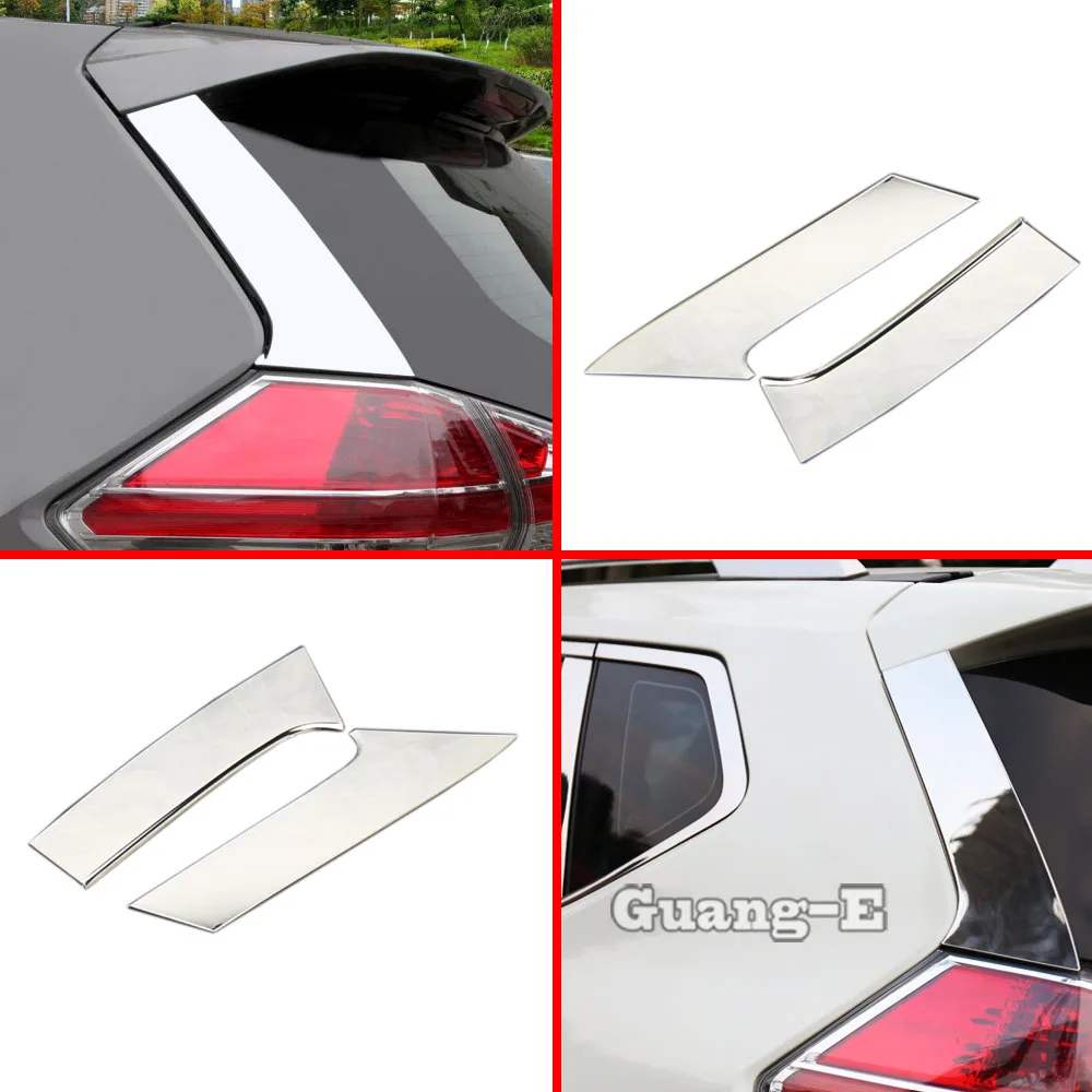 

Car Body Chrome ABS Rear Tail Spoiler Side Triangle Molding Window Bezel Trim For Nissan X-trail Xtrail T32/Rogue 2014 2015 2016