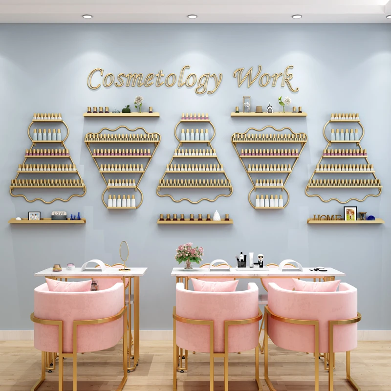 

Ins Internet Celebrity Gold Manicure Rack, Wall Nail Polish Glue Display Rack, Nail Polish Rack Badminton Wall Rack