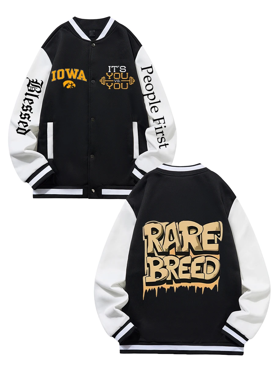 

Black Blue Green Double-sided Christmas Print XS-XXL Unisex Baseball Jacket Streetwear Coat Warm Fleece Soft Jacket