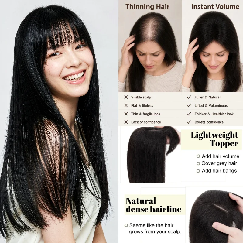 本物の人毛を使用した、シルクレースベースのクリップ式つけ毛。前髪付き、サイズは8x12、長さ35cm。-60-p18-613-在庫あり、48時間以内発送、卸売・ドロップシッピング対応ウィッグ