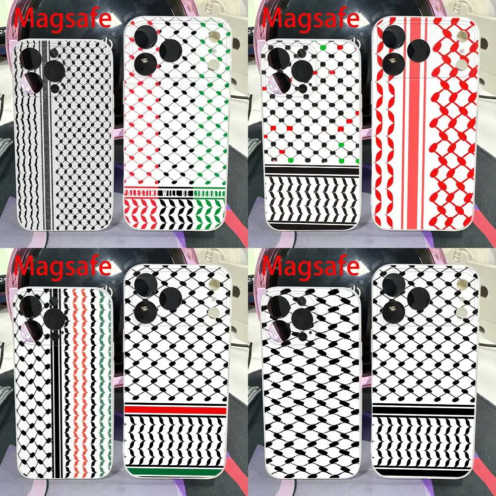 

P-PalestineS Hattah Keffiyeh Phone Case For iPhone 14,16,15,11,13,17,12,Air,Mini,Plus,E,Pro,Max Magnetic Magsafe Frosted Cover