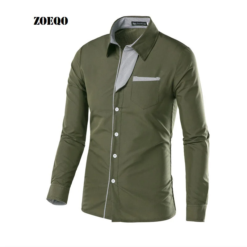 ZOEQO NEW Brand Dress Shirts Mens Striped Shirt Slim Fit Chemise Homme Long sleeve Men Shirt Heren Hemden Slim Camisa Masculina