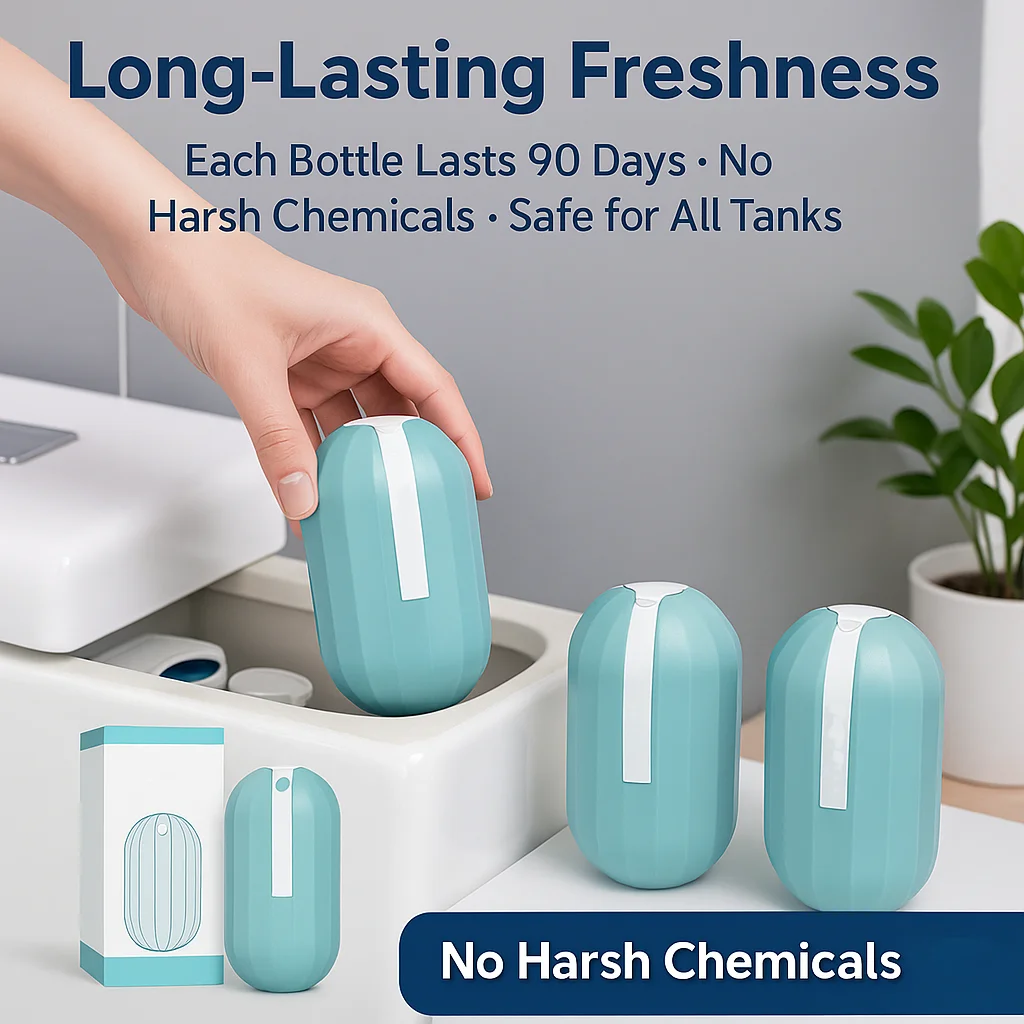 90-Day Automatic Toilet Bowl Cleaner Cartridge - Modern Plastic Design, Long-Lasting Fresh Blue Bubble Fragrance, Powerful Clean view 5