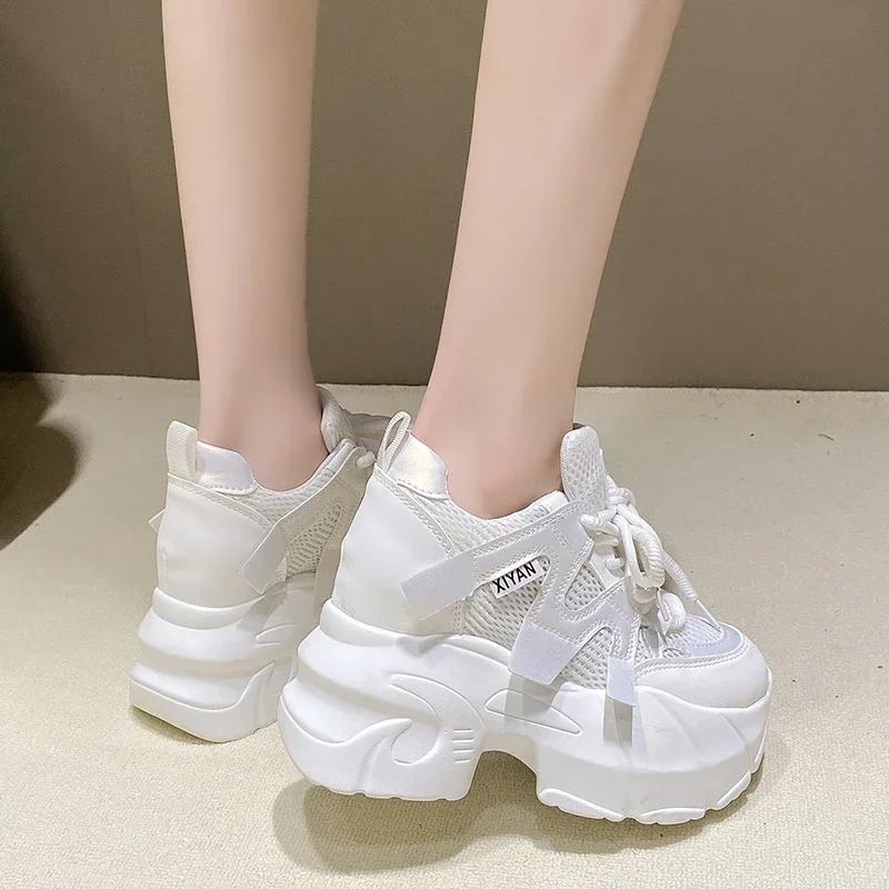 9.5CM Spring Women Casual Sneaker Autumn Lace up High Platform Shoes Thick Sole Sport Dad Shoes Woman Sneakers Chaussure Femme