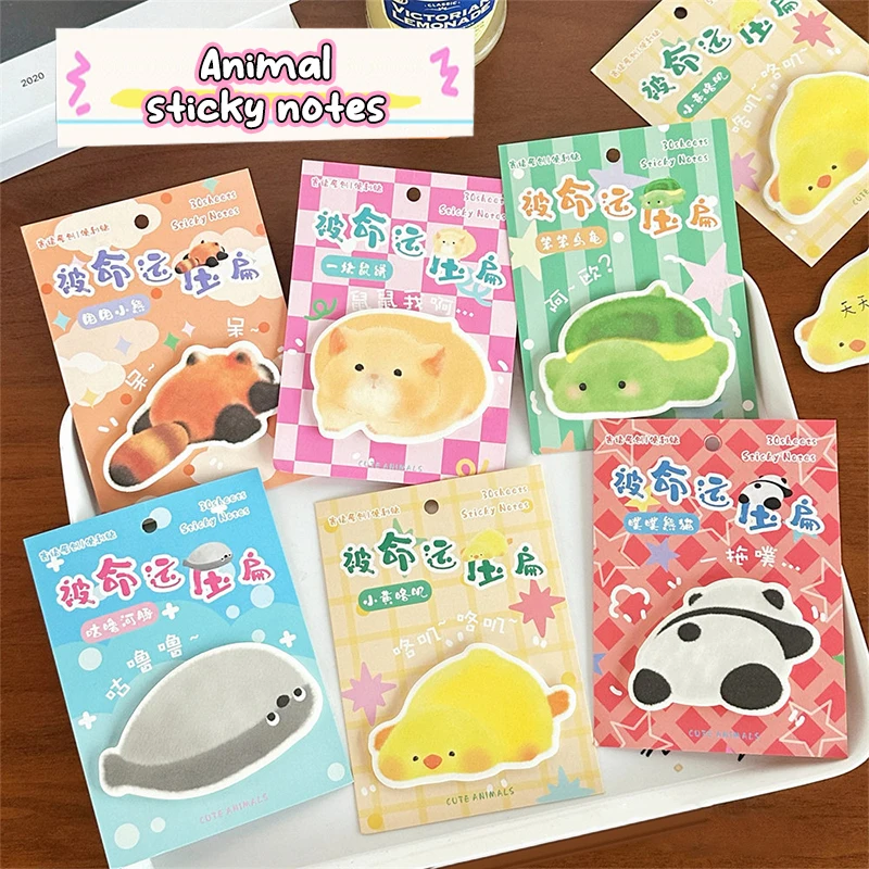 30Sheets Cute Cartoon Special-shaped Pet Sticky Note Creative Decorative Note Pad Portable Label Notepad Student Stationery