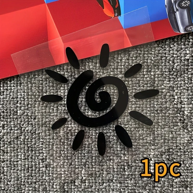 1PC Holographic & White Sun Swirl Sticker - Vibrant Vibe, Removable Decorative Decal for Car Windows, Laptops & Skateboards