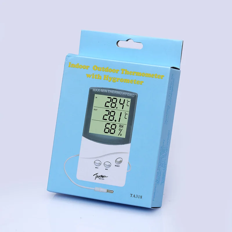 Outdoor Temperature Hygrometer Digital Temperature and Humidity Meter with External Probe TA318