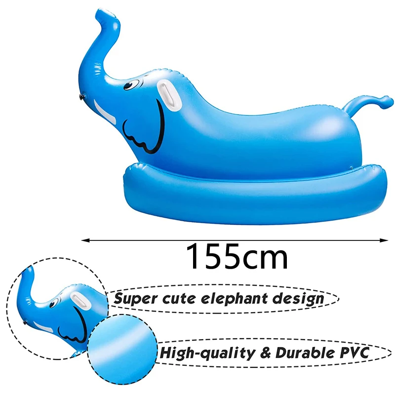 공기 주입식 코끼리 풀 플로트 수영 링 물 스프링클러 포함, 야외 마당 파티오 여름 수영장 파티 물 장난감 뒤뜰