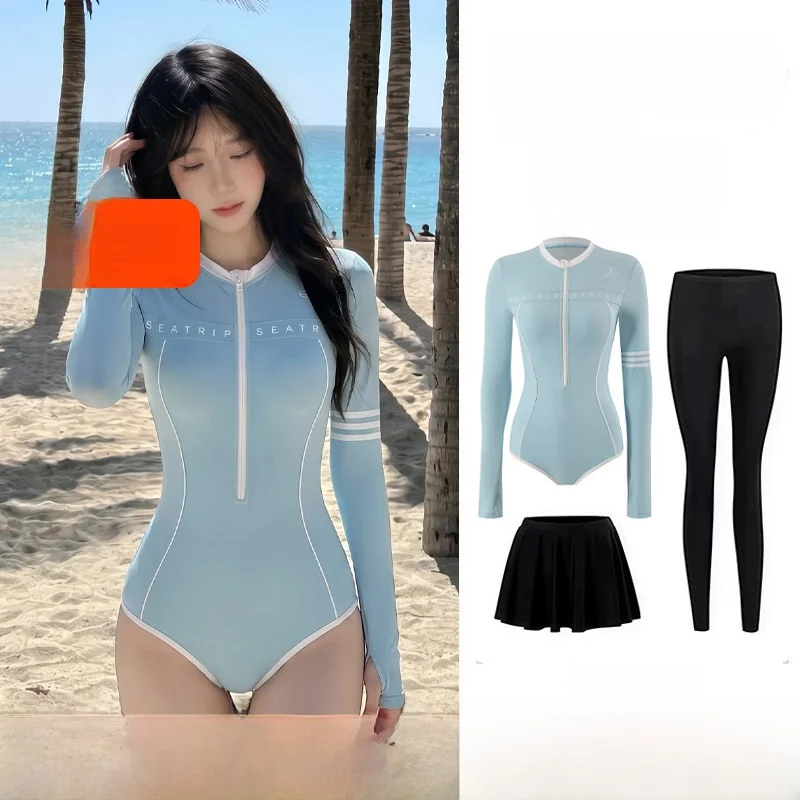 new-women's-wetsuit-long-sleeve-long-pants-surf-swimming-suit-conservative-slim-quick-dry-diving-mother-clothes-sun-protection