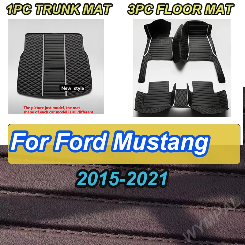 

LUXURY For Ford Mustang 2021 2020 2019 2018 2017 2016 2015 Car Floor Mats Interior Styling Leather Rugs Auto Protector Carpets