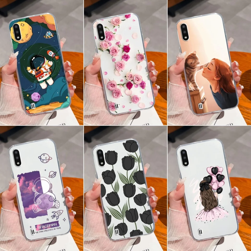 Coque For Samsung Galaxy A01 Core Case For Samsung A02 Funda A02s Cases Fashion Flower TPU Clear Soft Shell For A01 Casing Capa