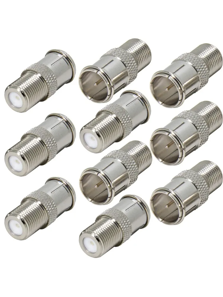 Adaptateur de connexion rapide mâle à femelle, connecteur de Type F, Solution coaxiale sans outil pour antenne TV, câble Satellite et Modem, 10 pièces
