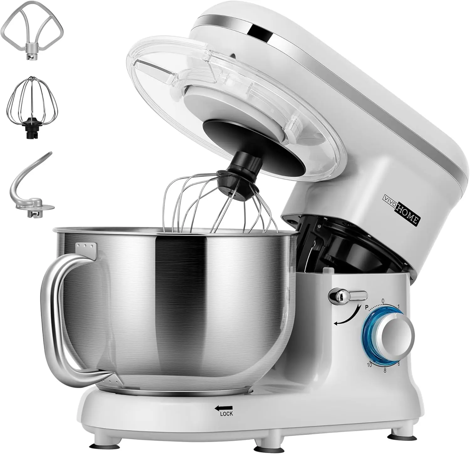 660W 10 Speed 6 Quart Tilt-Head Kitchen Electric Food Mixer W/ Beater, Dough Hook, Wire Whip & Egg Separator, Silver 2025 NEW