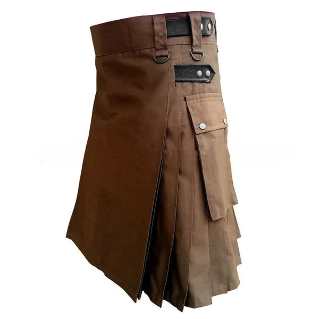 Kilt tradicional escocês masculino saia de metal medieval punk gótico vintage, cosplay plissado, trajes de carnaval de Halloween, moda adulta