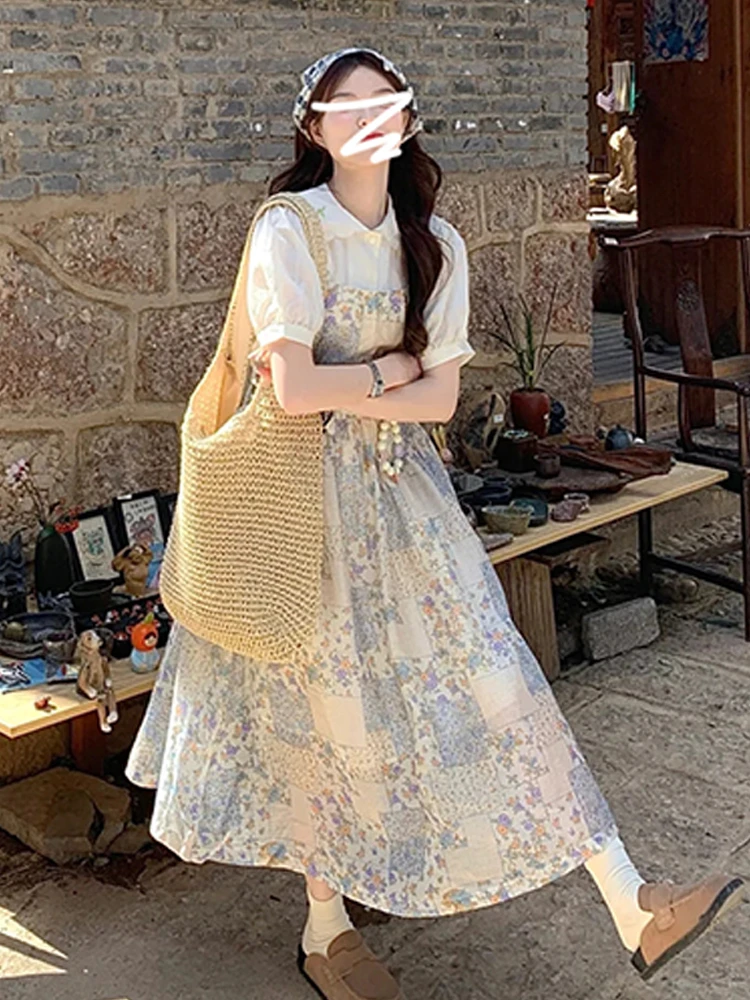 Ensemble deux pièces imprimé Floral ter Dr pour femmes, jupe longue de vacances, petite taille, costume deux pièces en Polyester et coton mélangé, nouvelle collection été