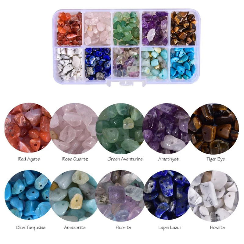 Cuentas de piedras preciosas, chips irregulares, cuentas de piedra surtidas, cuentas sueltas, energía de cristal, energía curativa de piedra para fabricación de joyas