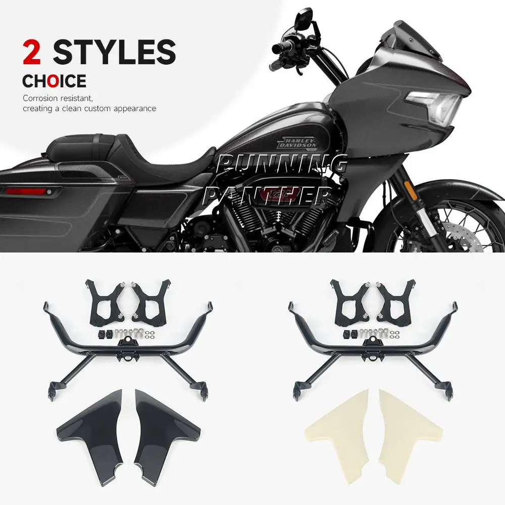 For Touring Road Glide FLTRXSE 2023 FLTRXSTSE 2024 Motorcycle Plastic ABS Unpainted / Black Side Fairing Cover Panel Bracket Kit