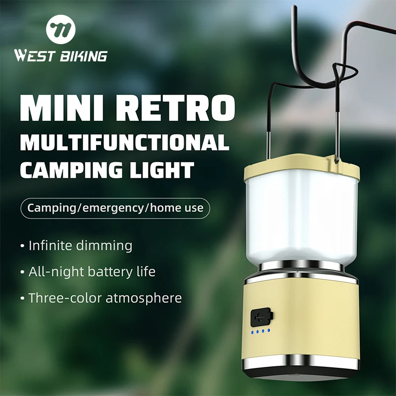 

WEST BIKING Outdoor Camping Light Portable Type-C Charging 2000mAh Waterproof LED Lamp Daily Atmosphere Tent Light Outdoor Tools