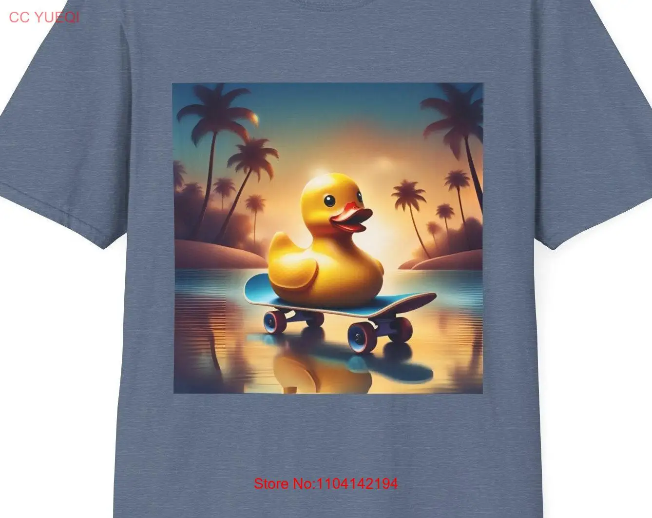 Yellow Rubber Duck Skateboard Softstyle T Shirt palm trees sunset gift him her California sports bath toys boyfriend girlfriend