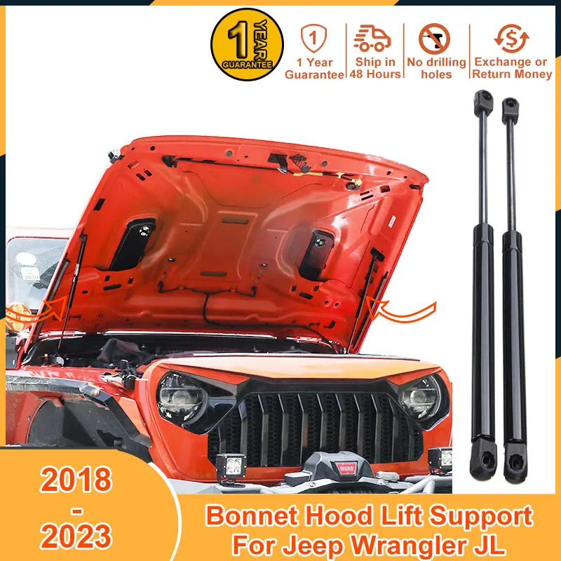 2018-2023 Bonnet Lift Support For Jeep Wrangler JL 2018 2019 2020 2021 2022 Accessories Hood Strut Bar Gas Damper Shock Absorber