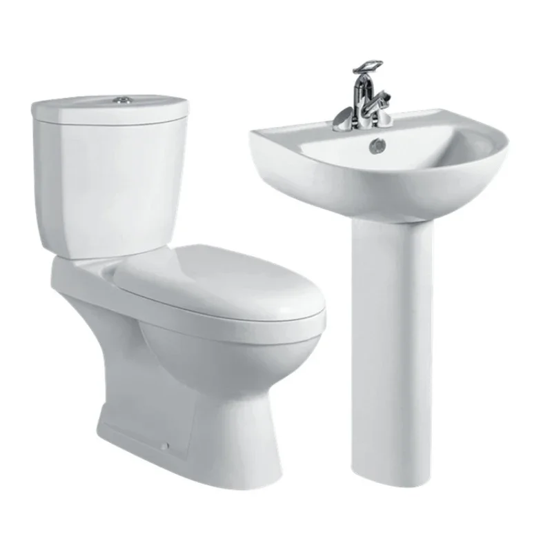 Bathroom ceramic wc toilet and wash basin