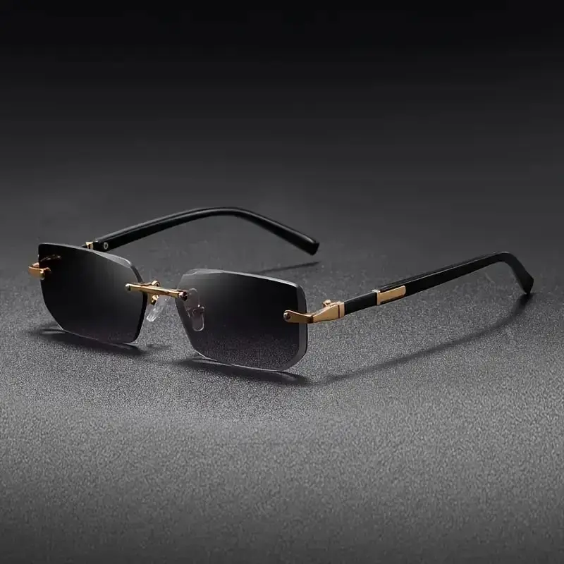 قطعة واحدة من النظارات الشمسية الضيقة بدون إطار للرجال والنساء، بتصميم مستطيل أنيق