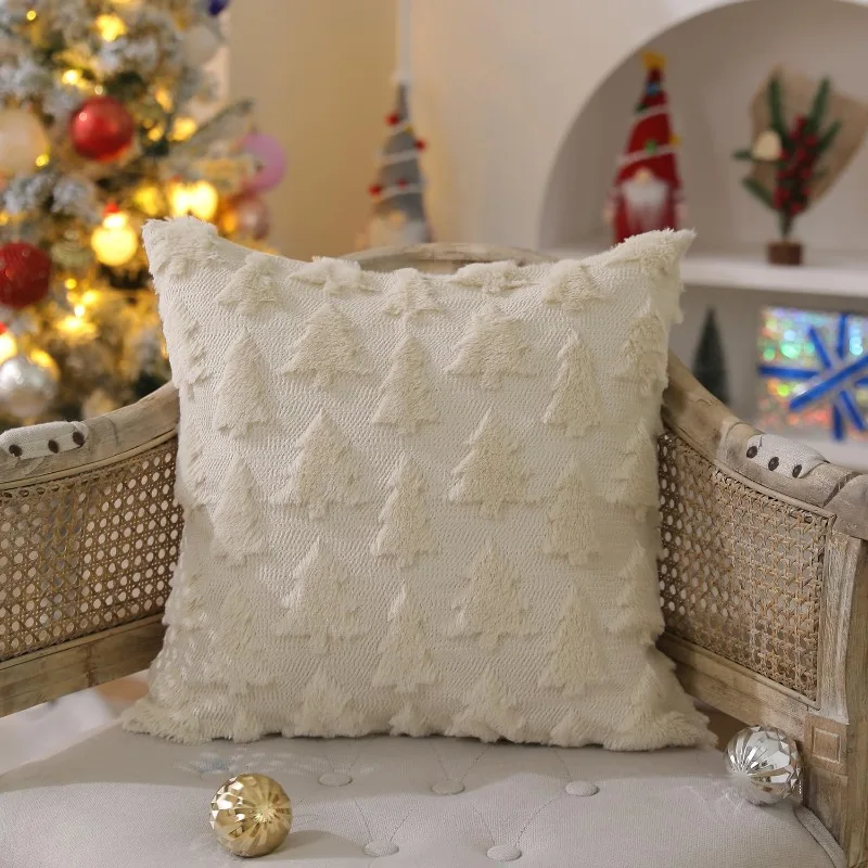45 x 45 cm Weihnachtsbaum-Plüschmuster-Kissenbezüge 2025, Frohe Weihnachten, Dekoration für Zuhause, Weihnachtsgeschenke, Neujahr, Sofa-Dekoration, Navidad – Detail 10