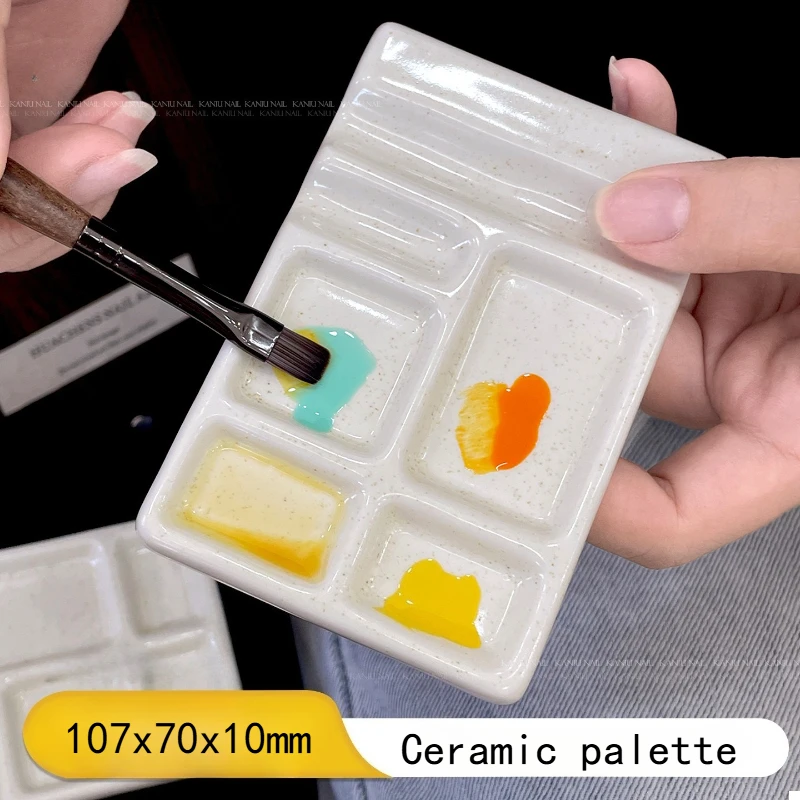 4well Ceramic Palette 107x70mm Easy To Clean Stable Nature Not Absorb Colors for Color Adjustment Sketching DIY Manicure Design