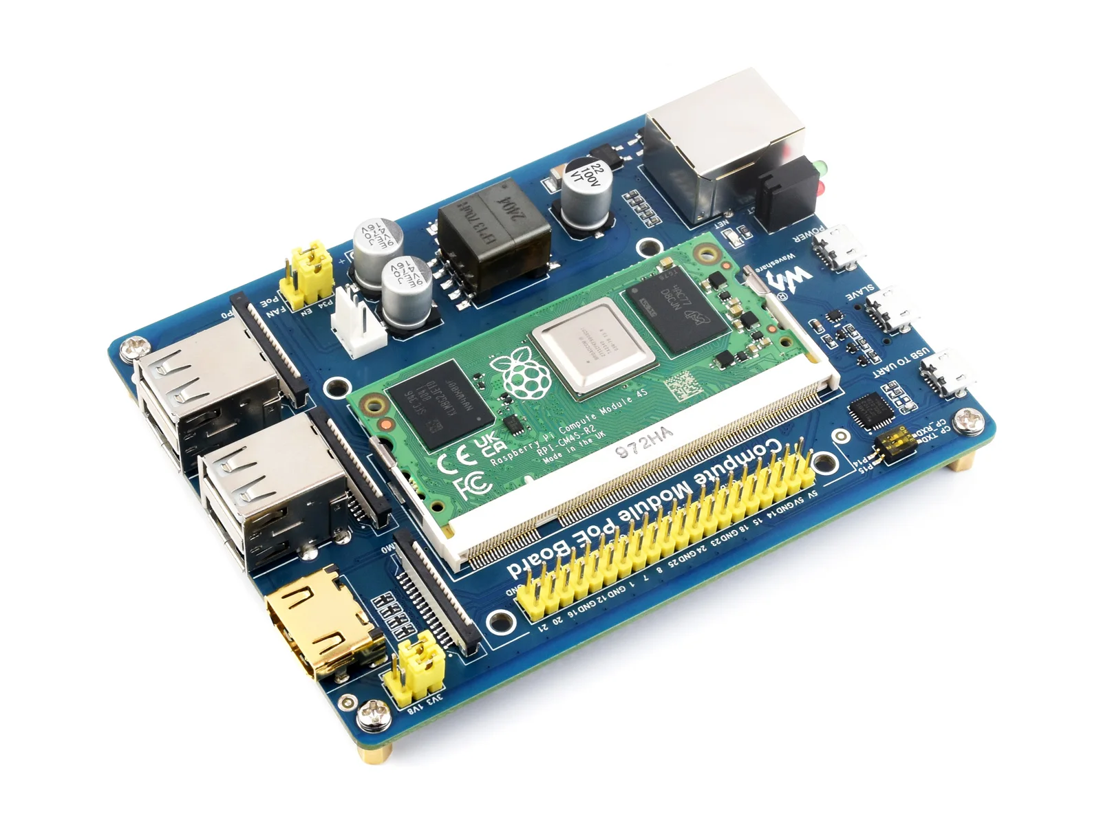 Compute Module IO Board with PoE Feature, Composite Breakout Board for Developing with Raspberry Pi CM4S / CM3 / CM3L / CM3+ / C