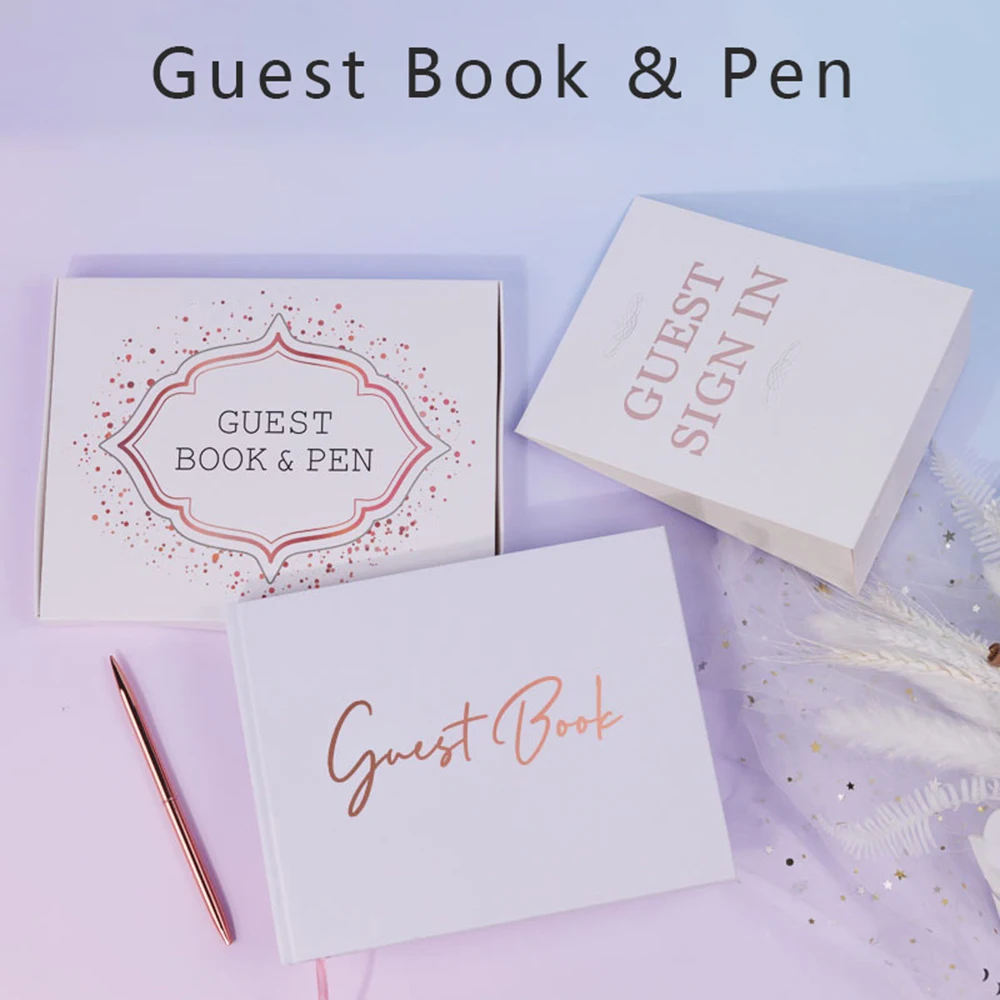 Elegant Wedding Guest Book Set Includes Pen & Guest Sign100 Pages for Engagements/Parties/Baby Showers/Anniversaries/ Birthdays