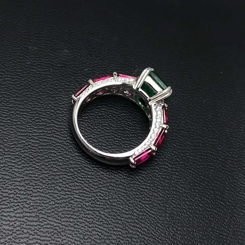 Luxury Created Emerald Ring 925 Sterling Silver Paraiba Zultanite Alexandrite Fine Jewelry for Women Girl Birthday Party Gift