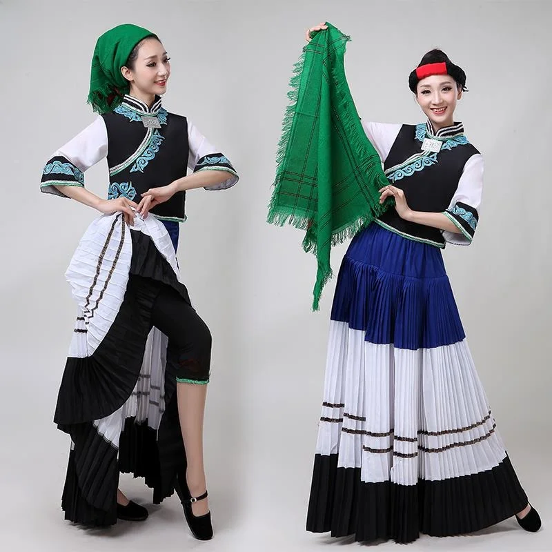 

Костюм для женских танцевальных выступлений «Десятый Лотос»: Этнический сценический костюм «Слива и Вишня» для национальных сценических выступлений