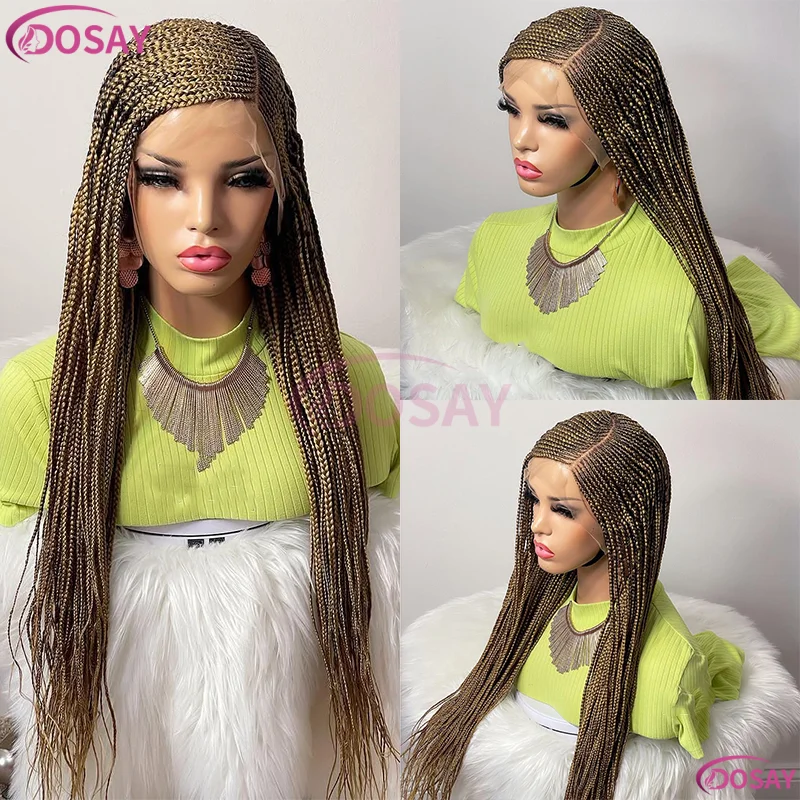 36 بوصة كورنو الجانب جزء تجديل شعر مستعار أشقر الاصطناعية الدانتيل الجبهة الباروكات للنساء Knotless صندوق HD شعر مستعار الدانتيل #2