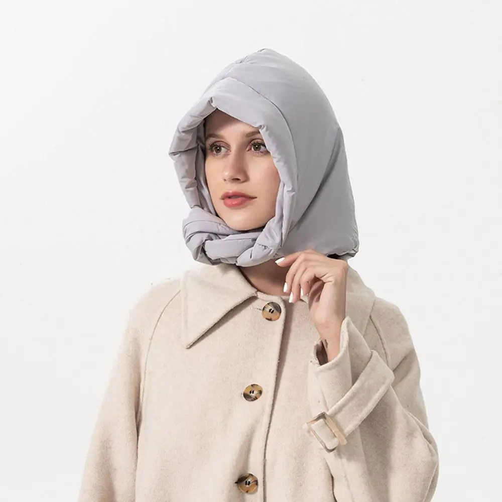 Windproof Winter Headscarf Fashion Down Cotton Thickened Triangle Puff Scarf Lightweight Waterproof Warm Hood Women