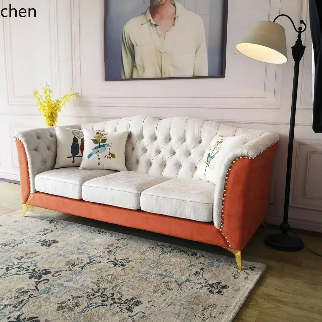 Y16- Modern Minimalist Style Furniture High-Tech Fabric Imitation Art Three-Seater Sofa for Small Apartments