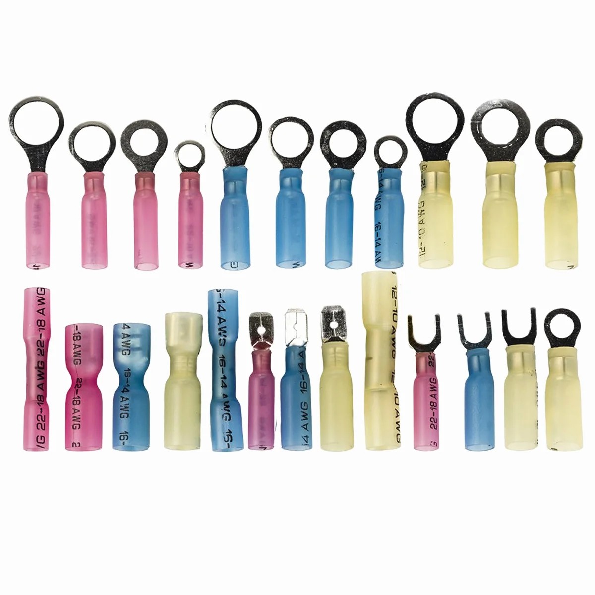 

630/810PCS Ring Fork Hook Spade Butt Splices Heat Shrink Terminals Insulated Automotive Marine Waterproof Wire Connector Kit