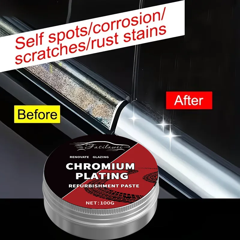 100g Car Chrome Refurbishment Repair Paste for Door Handles Window Trim & Grille Polishing Oxidation Removal Auto Accessory