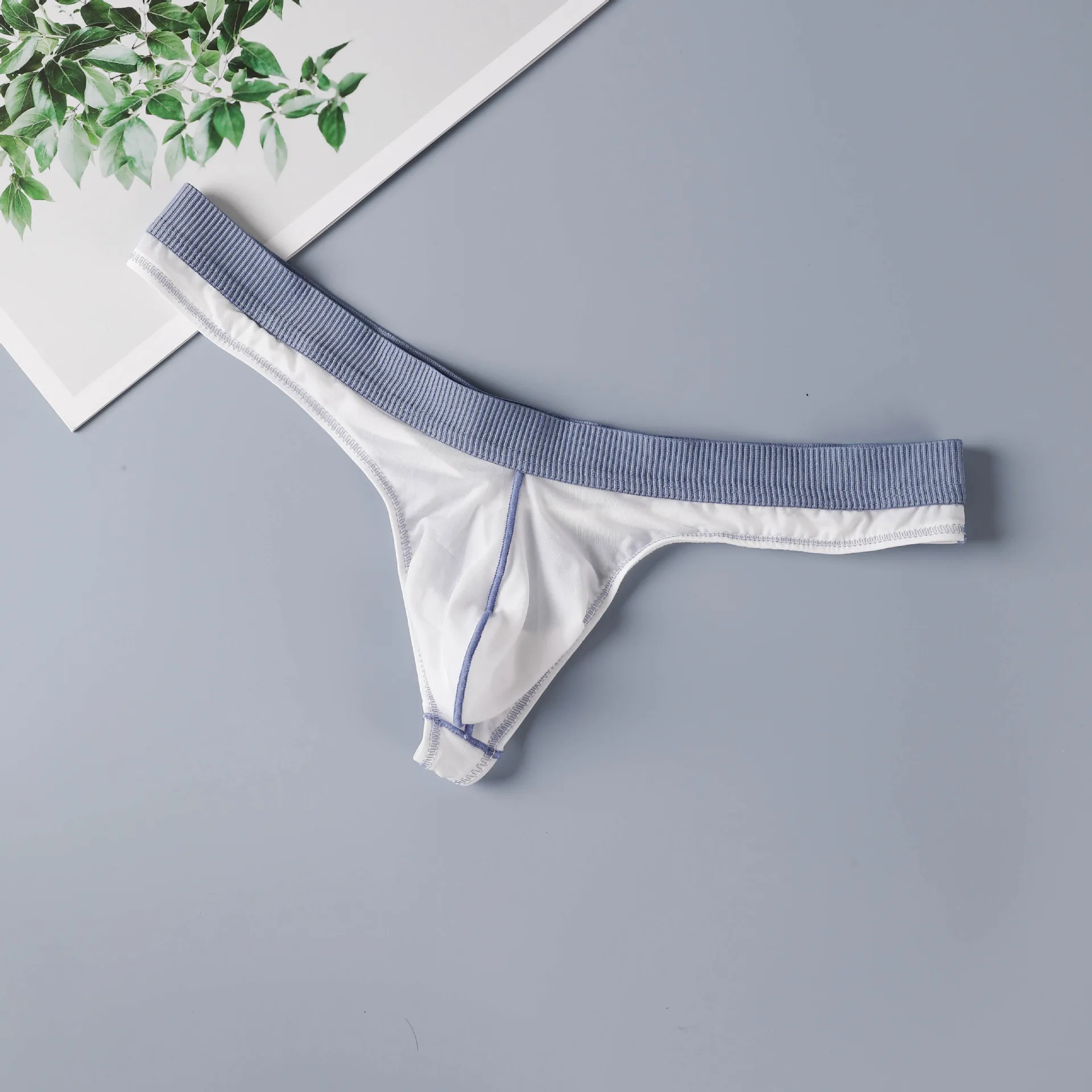 Men's Panties Ice Silk Mesh Elastic Sports Thong Sexy Lingerie Low Rise Underwear Separation T Back G-String Underpants Knickers