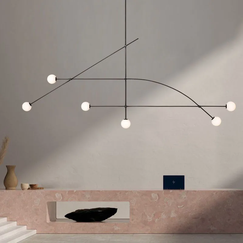 Nordic Led Multiple Chandelier Living Room Black Luminaire Pendant Light for Restaurant Remote Dimming Bedroom Lustre Room Decor