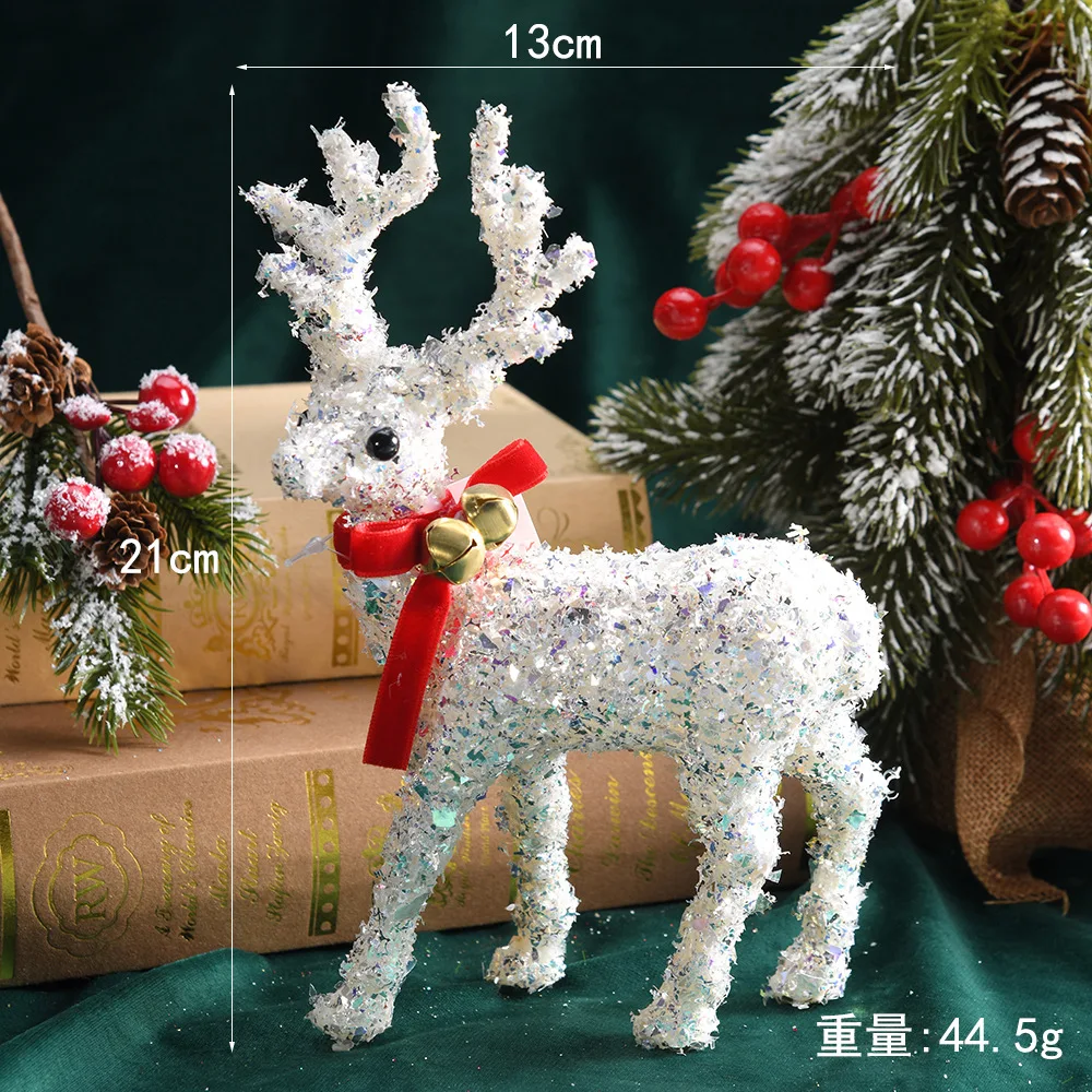 

Elk Ornament Christmas Reindeer Family Glitter Christmas Deer Family Holiday Decoration Window Display Scene Atmosphere Matching