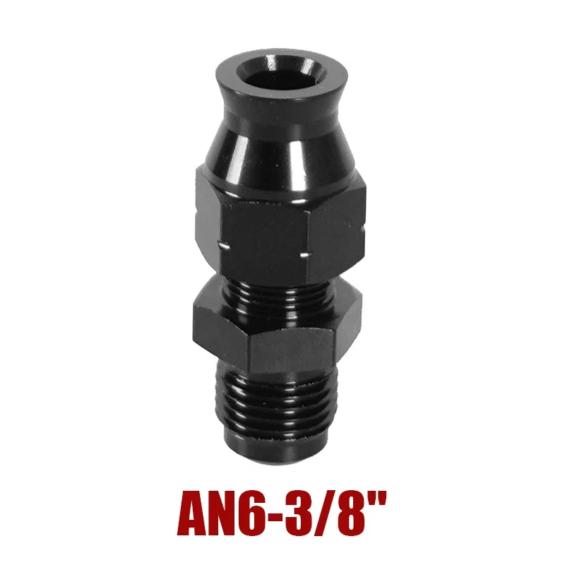 Adaptador de aluminio Universal para combustible, tubería de conector con inserto de latón NEGRO, 1/2/4 piezas, 6AN AN6-3/8 5/16 hembra