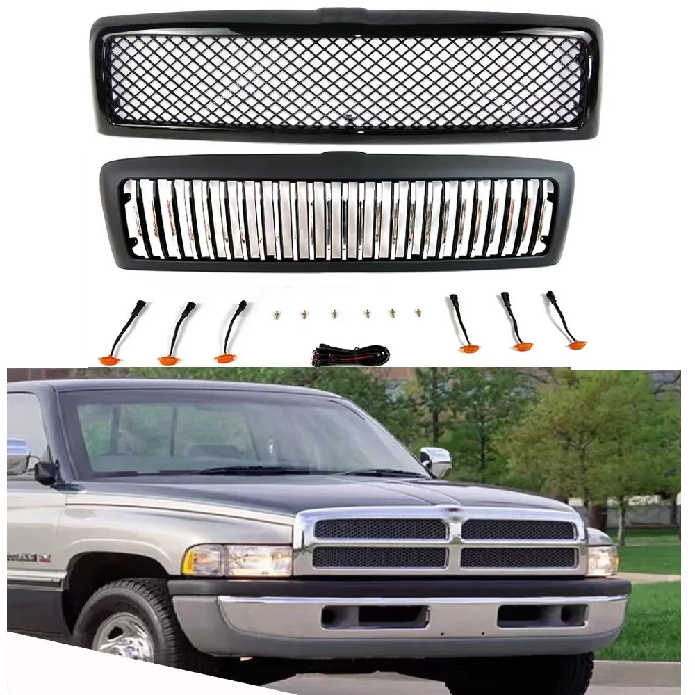 

Pop Modified Front Racing Grills Fit For Ram 1500 1994 1995 1996 1997 1998 1999 2000 2001 2002 RAM Abs Bumper Cover Grille Grill