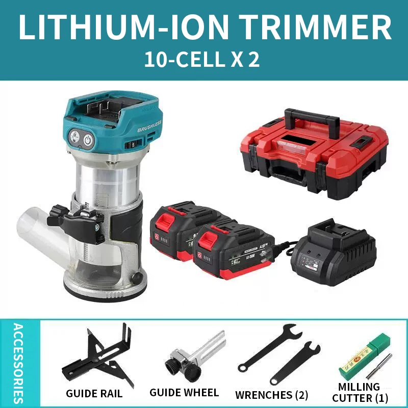 Lithium-Ion Brushless Multi-Purpose Woodworking Trimmer, High-Power Grooving Machine, Universal Electric New Circular Trimmer