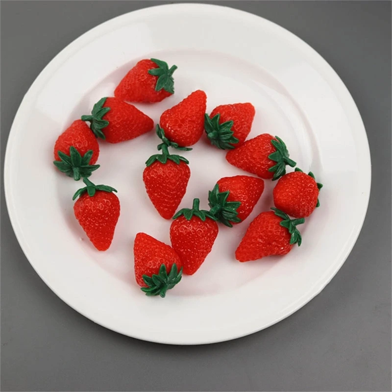 

10pcs Simulated Strawberry Plastic Fake Strawberry Simulations Fruit Model Photo Props Early Education Toy Shop Display