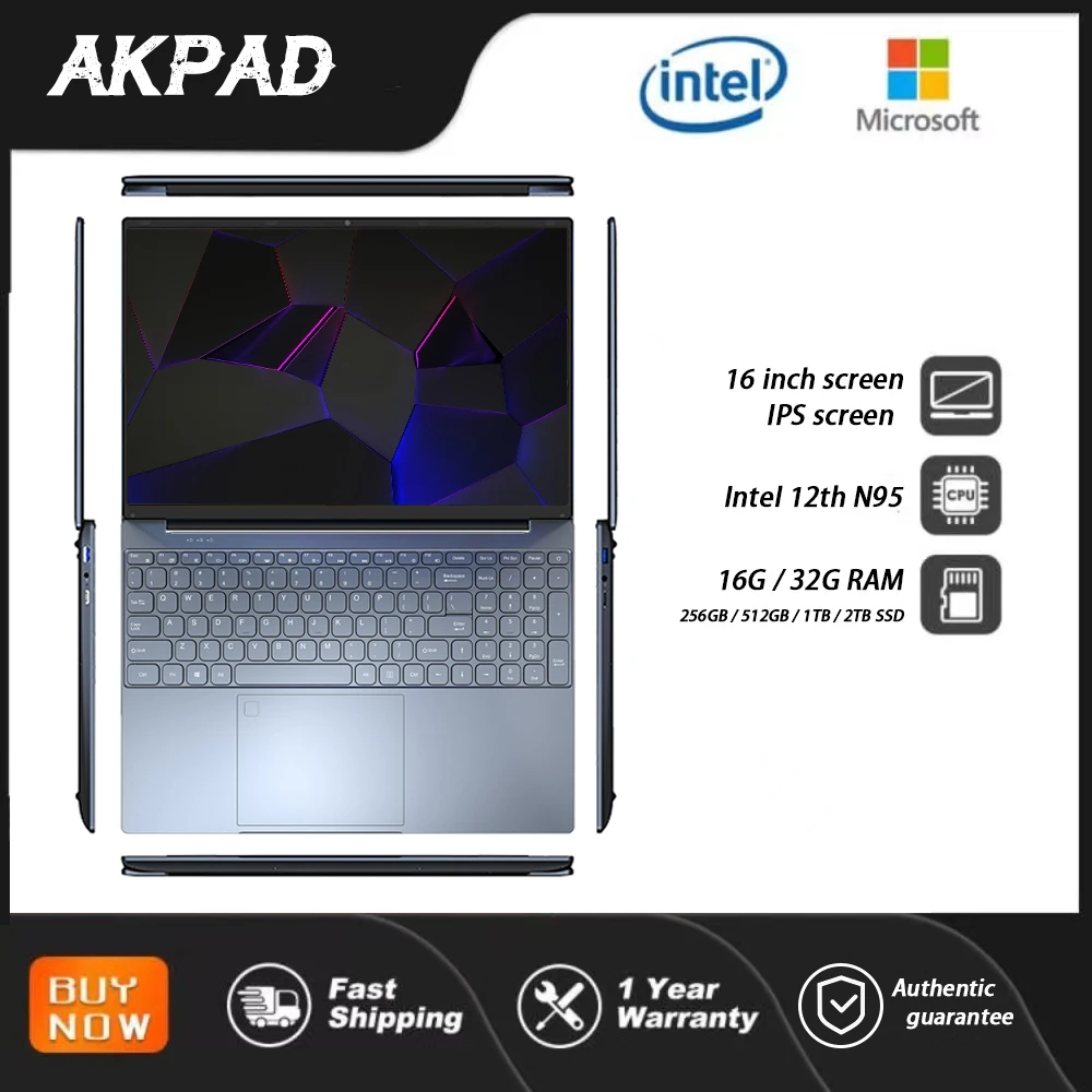 2023 AKPAD Office Laptop Windows 11 Gaming Cheap Notebooks Netbook 16\