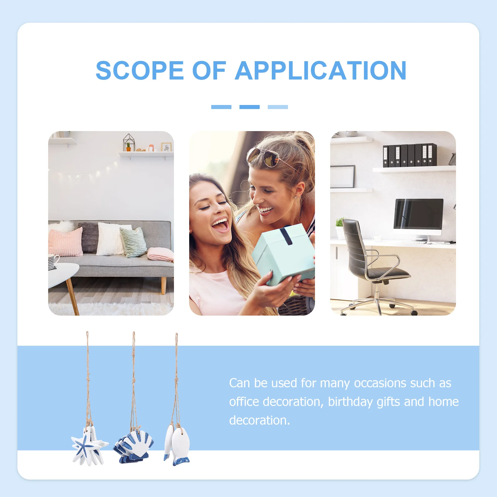 

3Pcs Wood Fish Scallop Pendants Mediterranean Style Nautical Home Decor Gifts Mediterranean Style Pendants Wood Scallop Decors