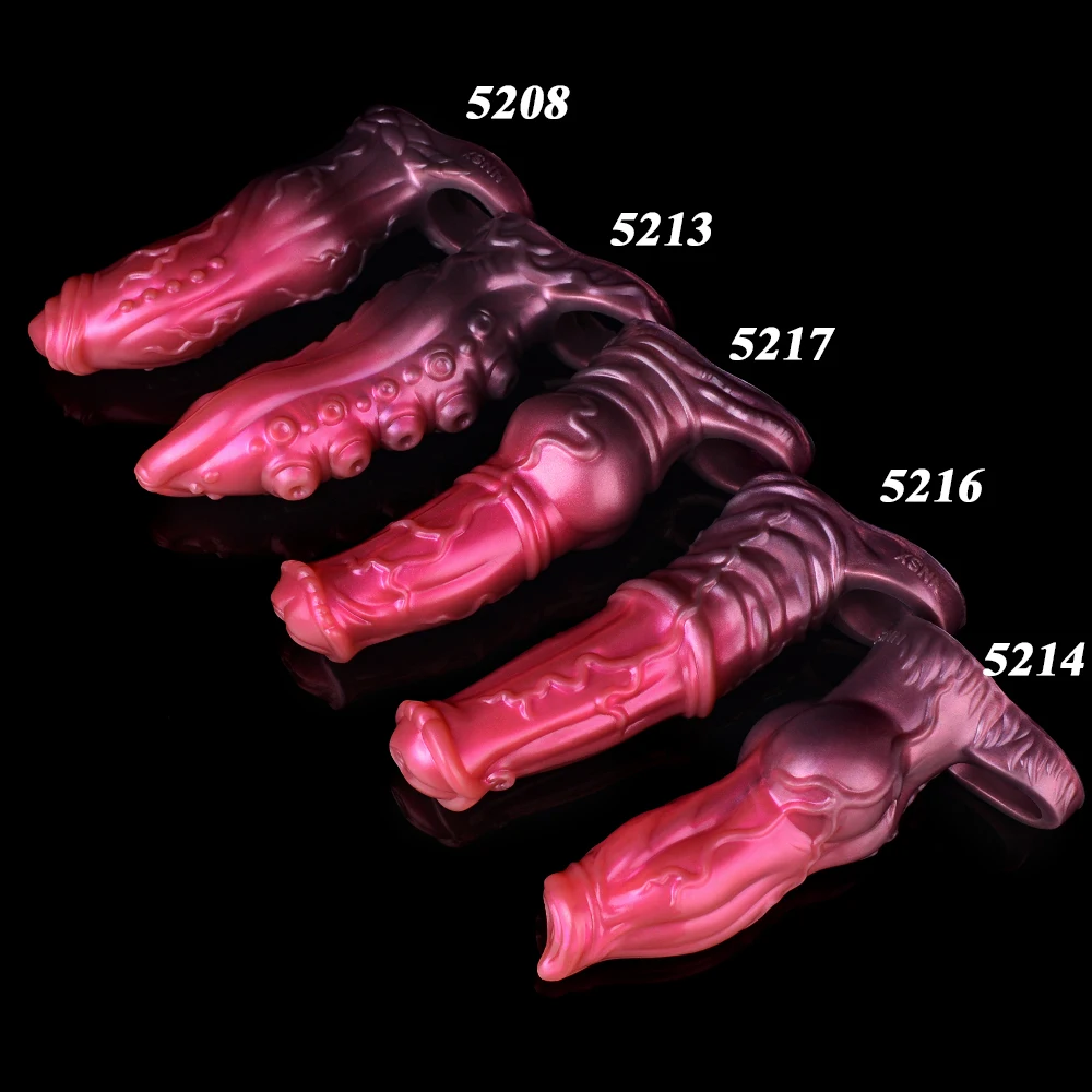 NNSX Large Horse Penis Sleeve Hollow Dildo Enlargement Sleeve Silicone Reusable Knot Condom Cock Ring Extender Sex Toys for Men view 5