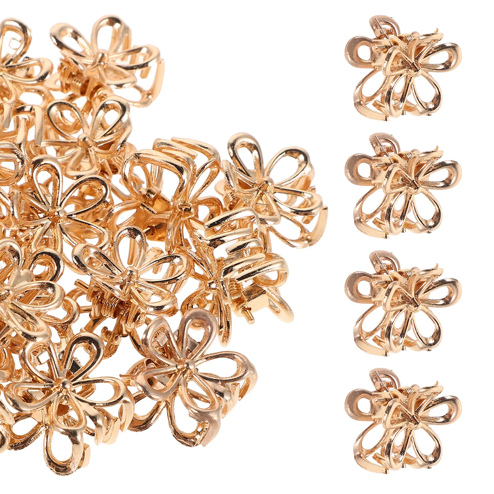 

20 Pcs Golden Flower Hair Clip Clips for Girls Women Accessories Metal Tiny Mini